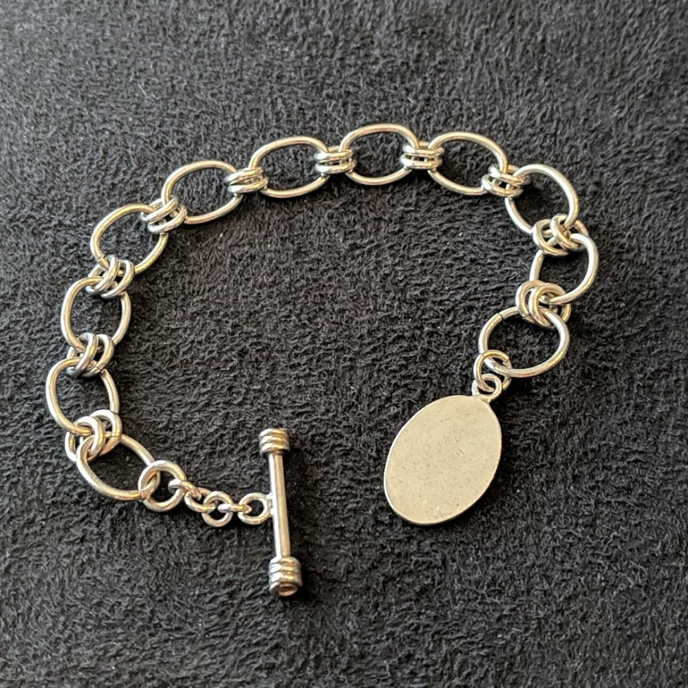 Tiffany's inspired silver chain toggle bracelet